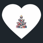 Sticker Cœur Funky French Bulldog Christmas Tree Snowflakes San<br><div class="desc">Funky French Bulldog Christmas Tree Snowflakes Santa Hat</div>