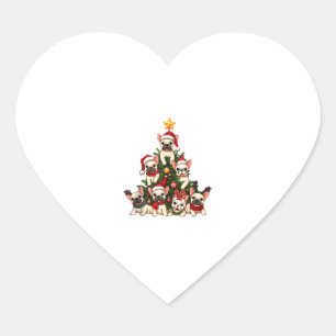 Sticker Cœur Funky French Bulldog Christmas Tree Snowflakes San