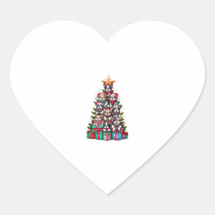 Sticker Cœur Funky French Bulldog sapin de Noël Santa Hat neige