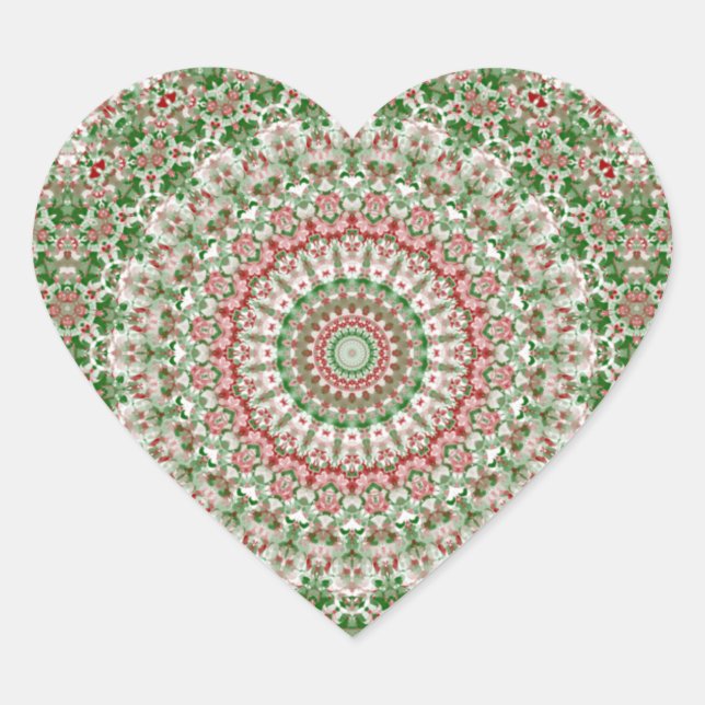 Sticker Cœur Funky Intricte Boho Eclectique Hippie Xmas Mandala (Devant)