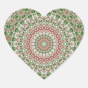 Sticker Cœur Funky Intricte Boho Eclectique Hippie Xmas Mandala