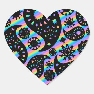 Sticker Cœur Funky Paisley Design.