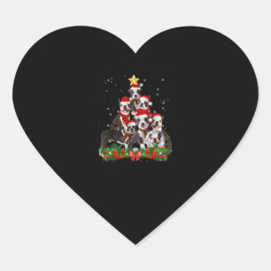 Sticker Cœur Funny Boston Terrier Dog Christmas Tree Don