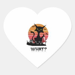 Sticker Cœur Funny Chat noir cadeau d'Halloween pour les hommes