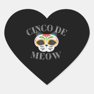 Sticker Cœur Funny Cinco De Meow Amoureux des chats crâne sucr