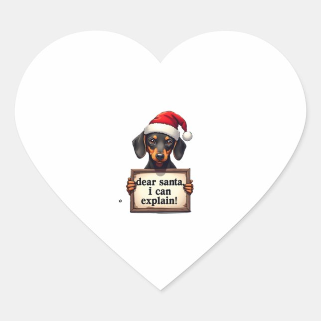 Sticker Cœur Funny Dachshund Christmas Dear Santa I Can Explain (Devant)