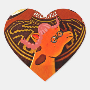 Sticker Cœur Funny Elegant Giraffe Accessoré Style Africain