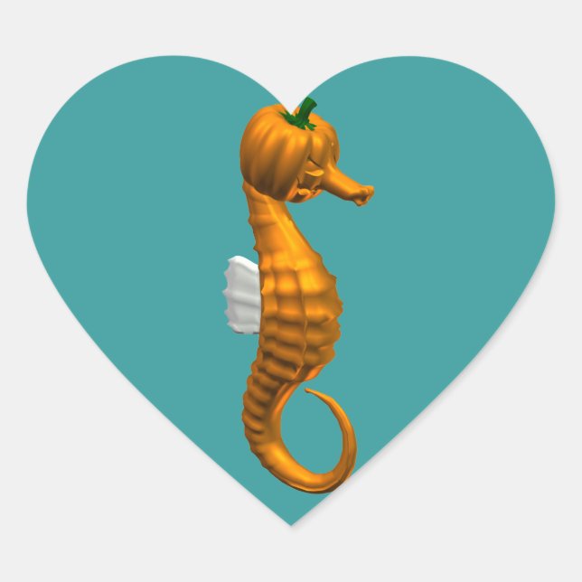 Sticker Cœur Funny Halloween Seahorse (Devant)