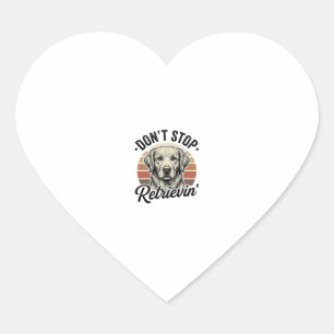 Sticker Cœur Funny Retriever Chien Gravure Vintage Graphique Te