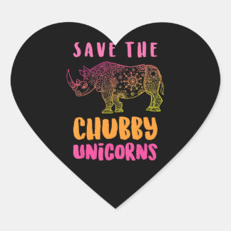 Sticker Cœur Funny Rhino Sauver Chubby Unicorns Droits des anim