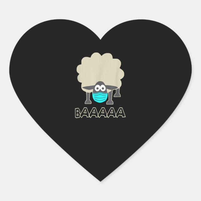 Sticker Cœur Funny Sheep With Face Mask | Sheeple Venin (Devant)