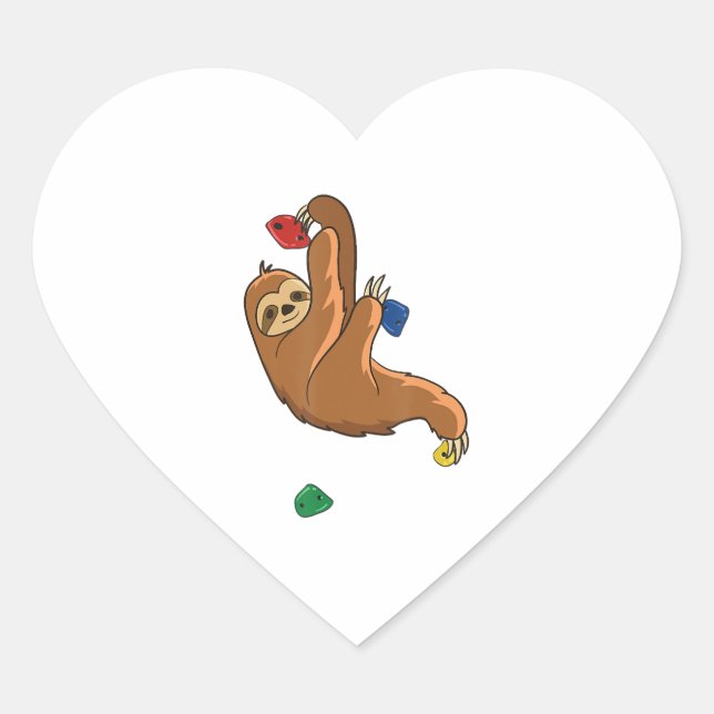 Sticker Cœur Funny Sloth Escalade Bouldering Rocks T-shirt (Devant)