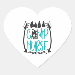 Sticker Cœur Funny Summer Camp Nurse Nurse Cadeau infirmière Ca