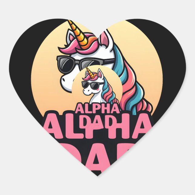 Sticker Cœur Funny Unicorn Dad Laufey Men Father's Day Christma (Devant)