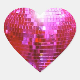 STICKER CŒUR FUSHIA DISCO BALL DANCE PARTI