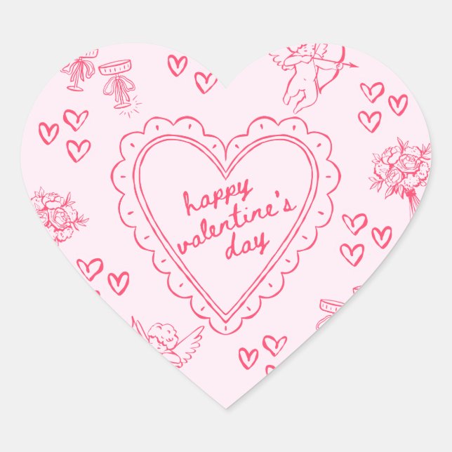 Sticker Cœur Galentine’s Day Valentine Girly Invitation (Devant)