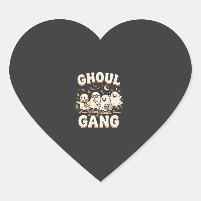 Sticker Cœur Gang des goules d'Halloween (Devant)