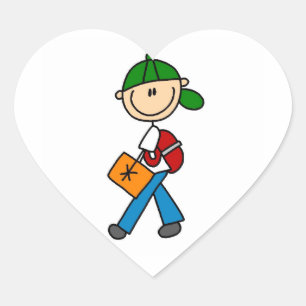 Sticker Cœur Garçon avec le sac à dos