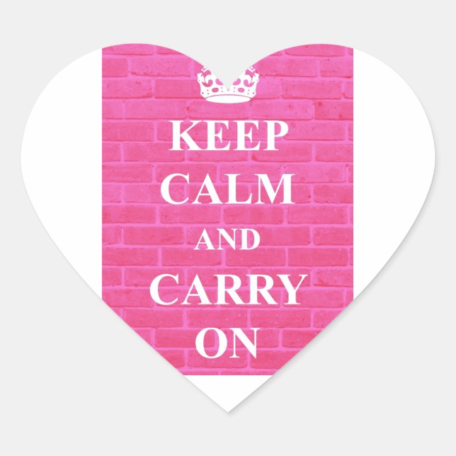 Sticker Cœur Gardez votre calme et continuez en rose (Devant)