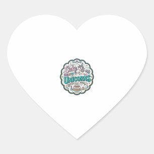 Sticker Cœur Gâteau de Licorne Confettis Licornes POD Prêt POD 