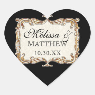 Sticker Cœur Gatsby Art Déco Nouveau dentelle Faux Gold Tulip