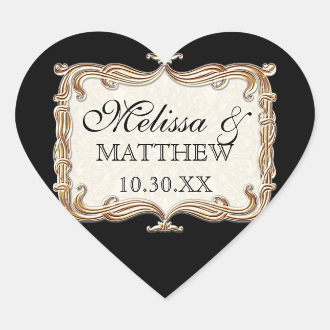 Sticker Cœur Gatsby Art Déco Nouveau dentelle Faux Gold Tulip (Devant)