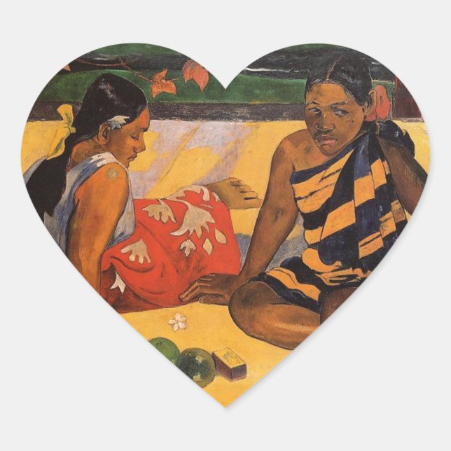 Sticker Cœur Gauguin Polynésie Française Tahiti Femmes Peinture (Devant)