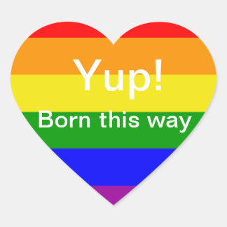 Sticker Cœur Gay pride Né de cette façon drapeau arc-en-ciel