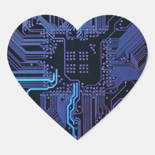 Sticker Cœur Geek Sortie carte de circuit électronique Nerd PCB