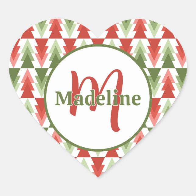 Sticker Cœur Geometric Christmas Tree Grove (Devant)