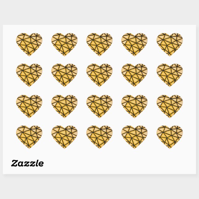 Sticker Cœur Géométrique jaune (Feuille)