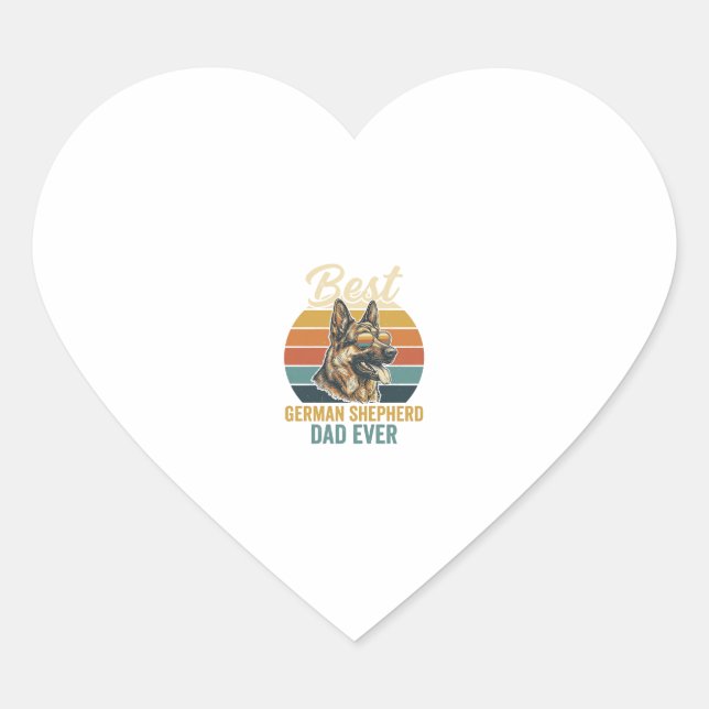 Sticker Cœur German Shepherd Dad Vintage Sunset Shirt Design (Devant)