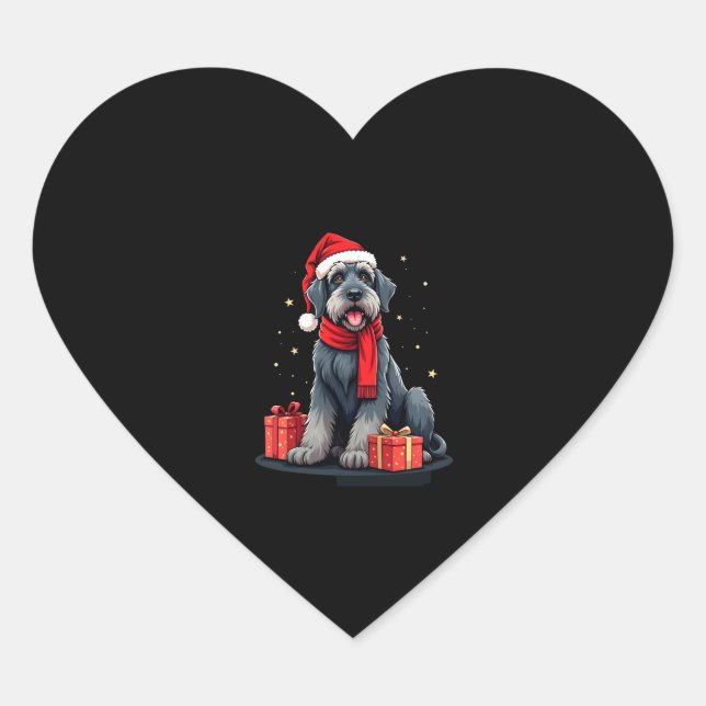 Sticker Cœur Giant Schnauzer Chien Fêtes de Noël Vacances Sant (Devant)