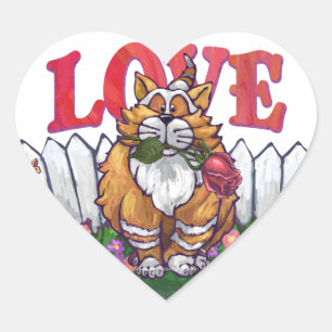 Sticker Cœur Ginger Cat Saint-Valentin