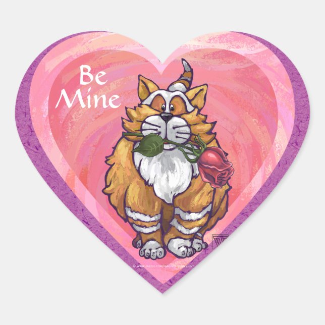 Sticker Cœur Ginger Cat Saint-Valentin (Devant)