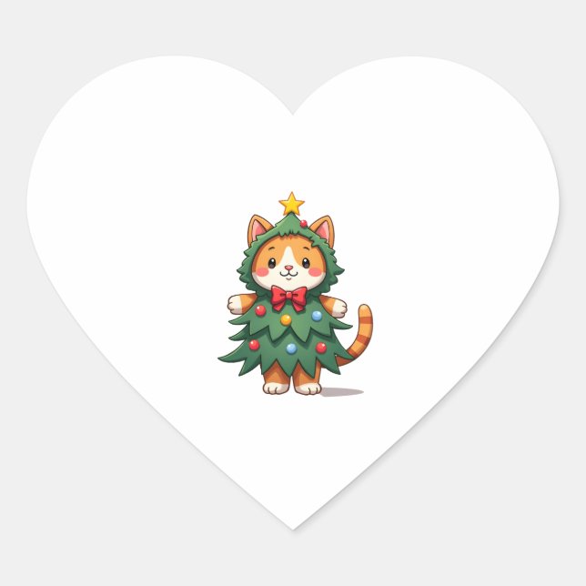 Sticker Cœur Ginger Chat Noël Arbre mou Noël 3 (Devant)