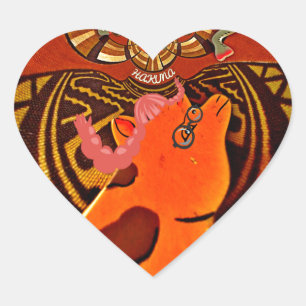 Sticker Cœur Giraffe drôle : Un charme africain kaléidoscopique