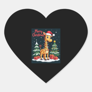 Sticker Cœur Giraffe Joyeux sapin de Noël Éclairage Père Noël G