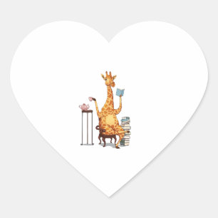 Sticker Cœur Giraffes, livres et cadeaux de thé