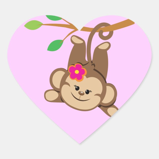 Sticker Cœur Girl Swinging Monkey (Devant)