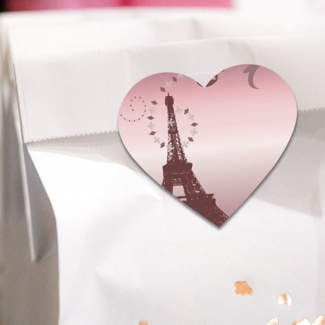 Sticker Cœur girly chic retro mode paris eiffel tower (girly chic retro fashion paris eiffel tower heart sticker)