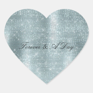 Sticker Cœur Glam Aqua Pailleté Argent Étincelle