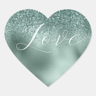 Sticker Cœur Glam Aqua Pine Green Love
