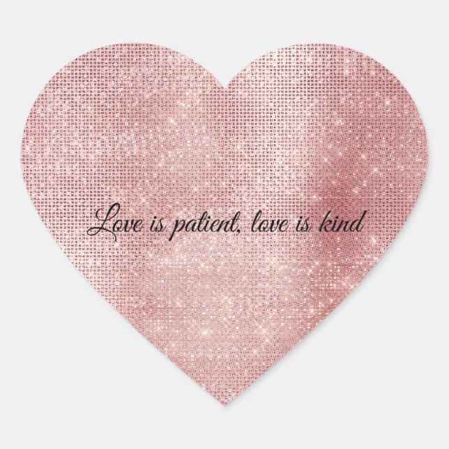 Sticker Cœur Glam Blush Rose Pailleté scintillant (Devant)