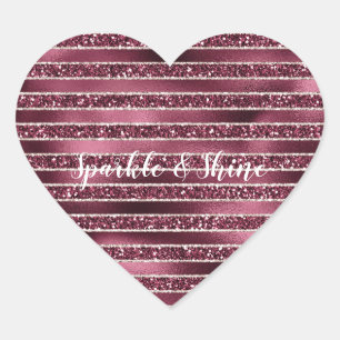 Sticker Cœur Glam Burgundy Rouge Rose Blush Parties scintillant
