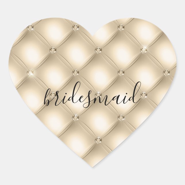 Sticker Cœur Glam Cream Champagne Diamant (Devant)