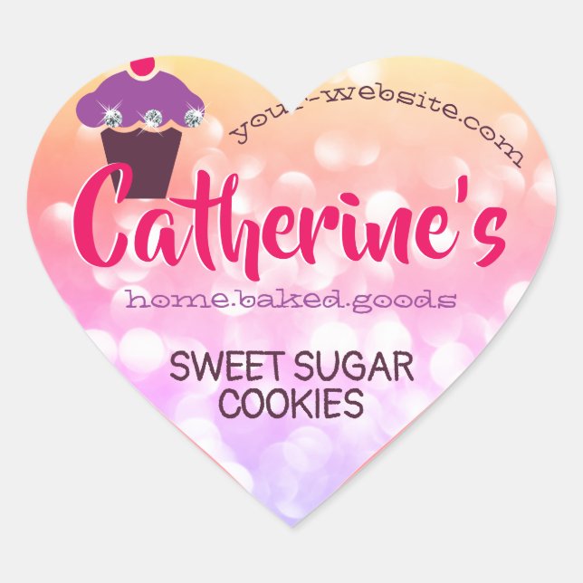 Sticker Cœur Glam Cute Girly Pink Parties scintillant Cuisine d (Devant)