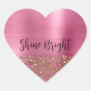 Sticker Cœur Glam Girly Gold Leopard