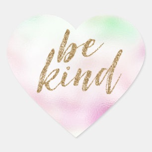 Sticker Cœur Glam or Parties scintillant Be Kind Mint Pink Tie