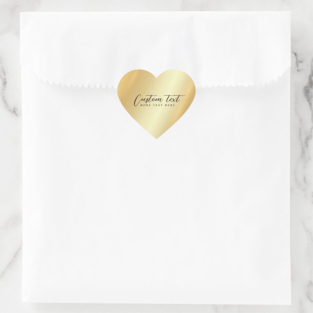 Sticker Cœur Glamorous Template Your Custom Text Elegant Gold (Sac)